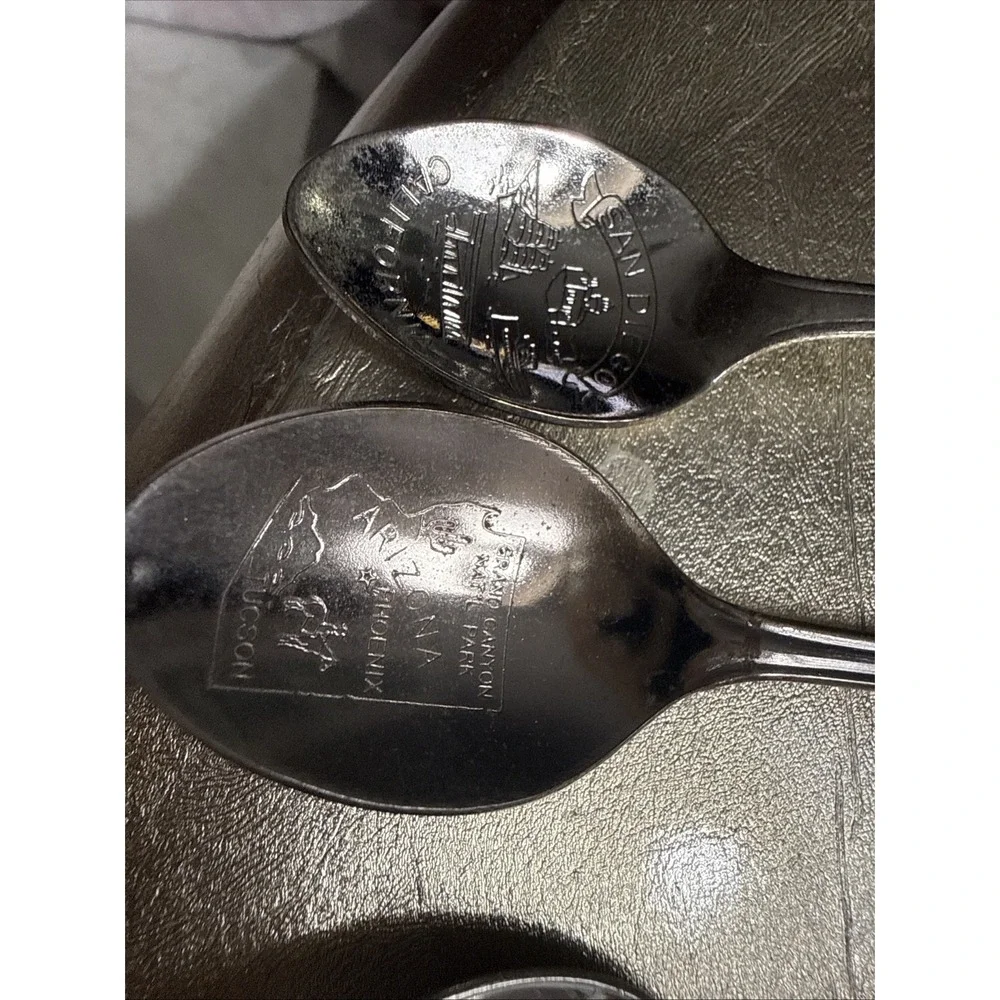 Lot  7 Vintage Souvenir Spoon South Carolina Indiana Florida Arizona USA